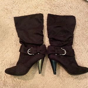 Apt 9 Black Suede High Heeled Boots